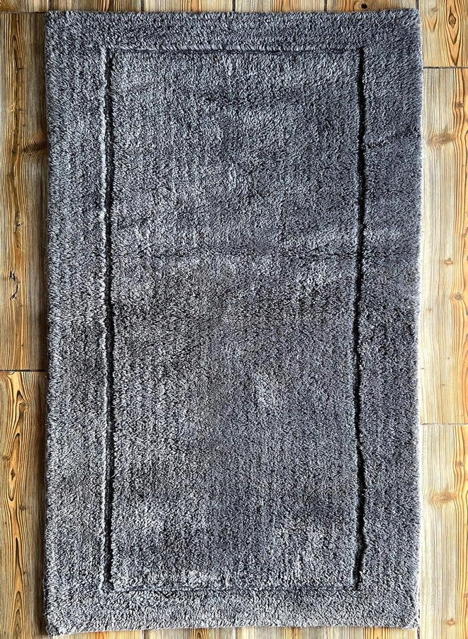 KEMA Bath Mat for Bathroom, Tub, 24 x 60 inches 100% Cotton, Non- Slip, Absorbent, Bathmat for Bathroom Floor Runner Rug for Bath Tub, Shower, Washable, Frost Gray - Image 1