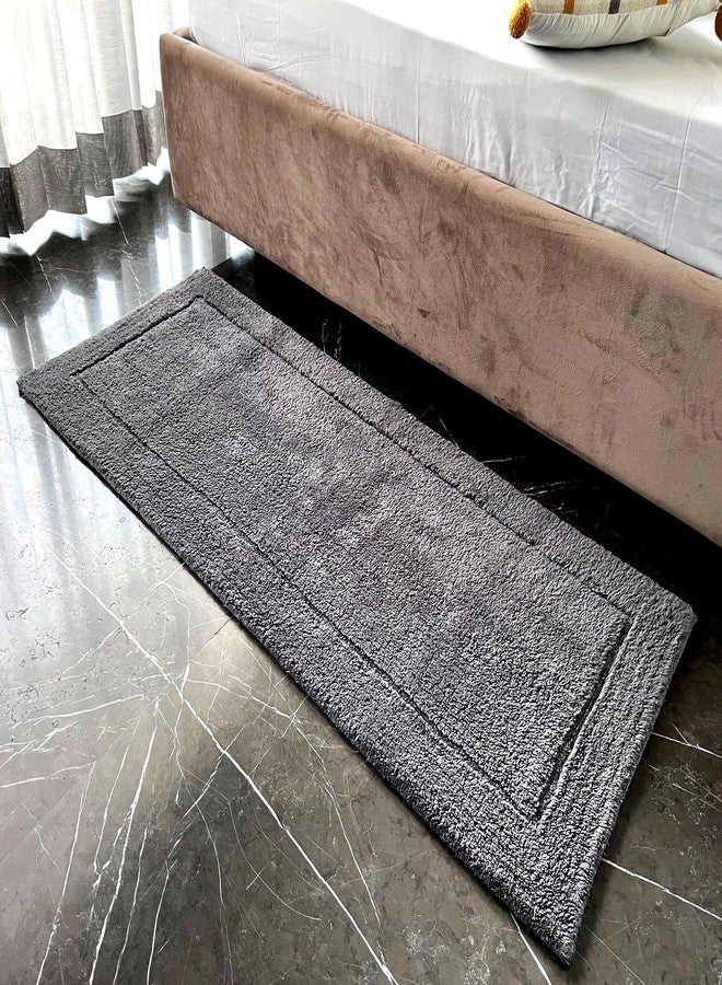 KEMA Bath Mat for Bathroom, Tub, 24 x 60 inches 100% Cotton, Non- Slip, Absorbent, Bathmat for Bathroom Floor Runner Rug for Bath Tub, Shower, Washable, Frost Gray - Image 3