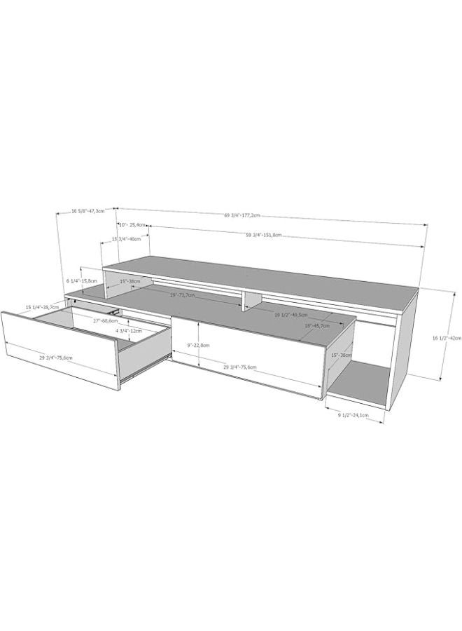 Nexera Tonik 72” TV Stand – Sleek Natural Maple & White Laminate Design for a Modern Living Space - Image 3