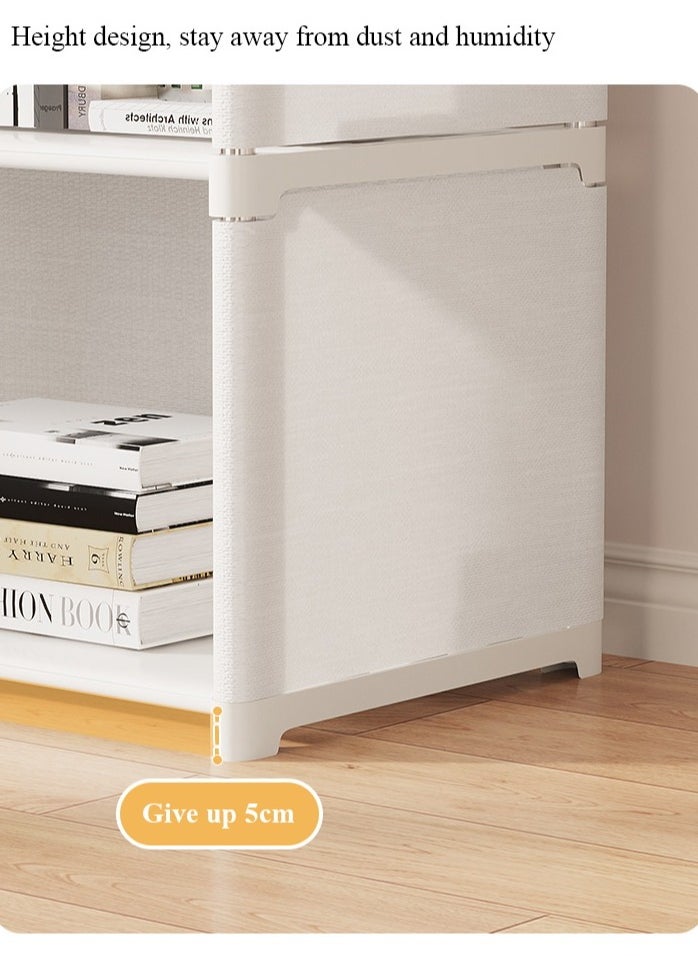 XiuWoo - 6-Layer Storage Rack Magazine Bookcase Display Organizer Shelves Book Shelf with Dustproof Curtains - Image 1