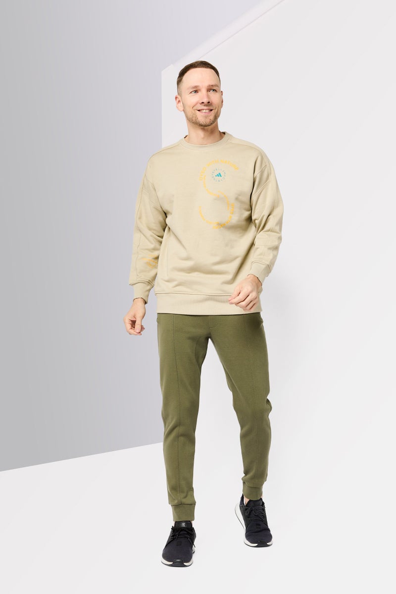 Adidas Men Sportswear Fit Long Sleeve Outdoor Sweatshirt, Beige  - Image 2