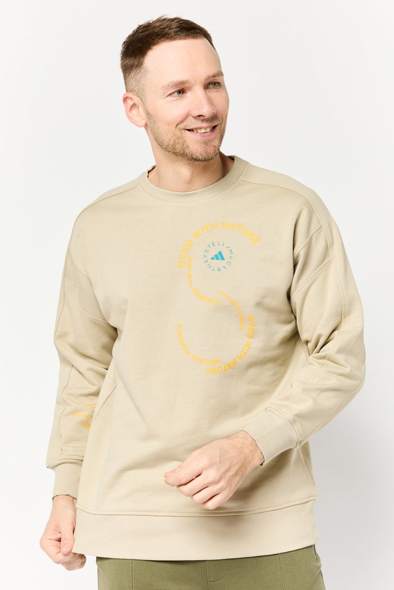 Adidas Men Sportswear Fit Long Sleeve Outdoor Sweatshirt, Beige  - Image 1