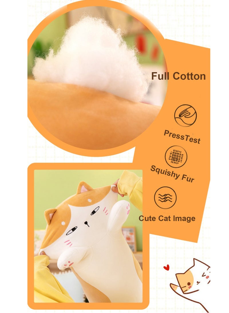 Splendors 90cm Enlarged Long Cat Soft Plush Pillow Huggable Kawaii Plush Pillow Stuffed Animal Toy Best Gift For Kid And Adult Cute Animal Hugging Pillow Yellow And White - Image 4