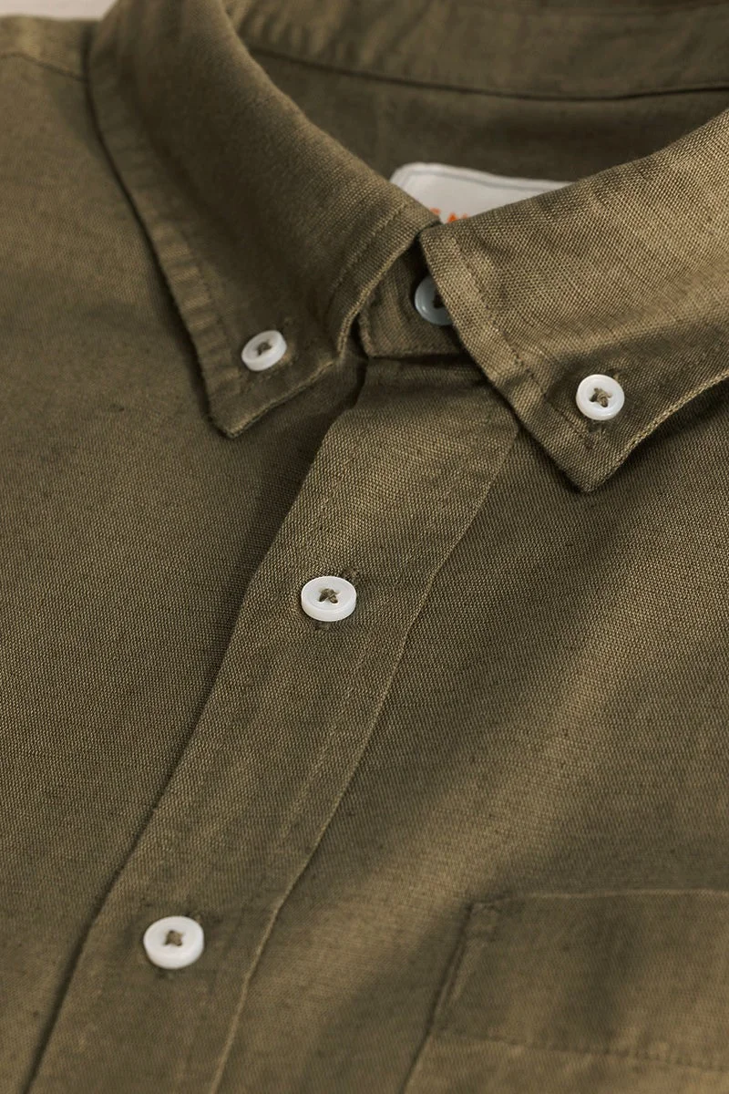 SNITCH Khaki Linen Blend Shirt