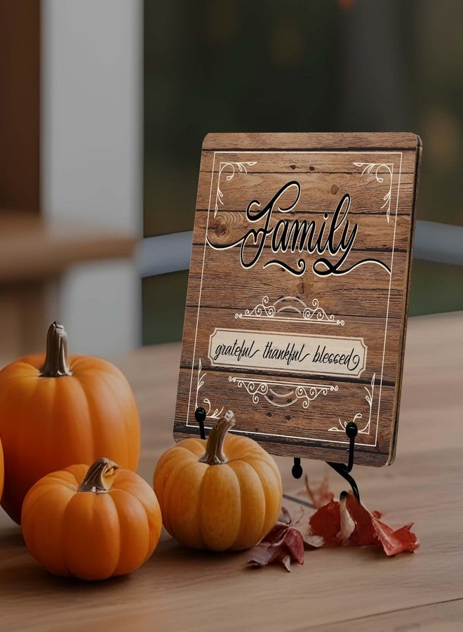 SSQBZU ‘Family, Grateful, Thankful, Blessed’ Wooden Plaque Sign Decor, Thanksgiving Gifts for Family, Home Decoration for Desk, Table, Shelf, Bedside Table, Fireplace Mantelshelf, Windowsill, etc. (022) - Image 4