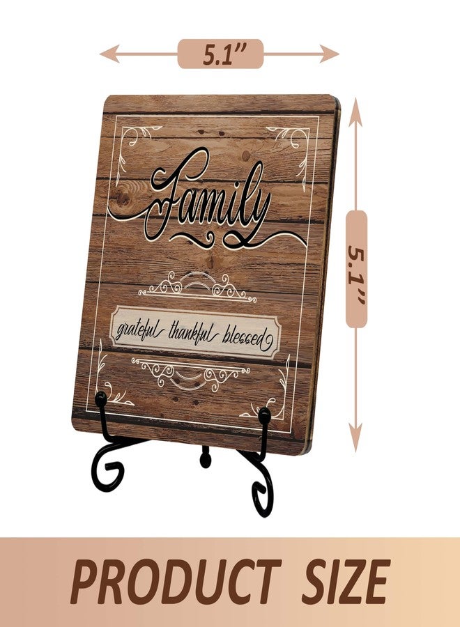 SSQBZU ‘Family, Grateful, Thankful, Blessed’ Wooden Plaque Sign Decor, Thanksgiving Gifts for Family, Home Decoration for Desk, Table, Shelf, Bedside Table, Fireplace Mantelshelf, Windowsill, etc. (022) - Image 2