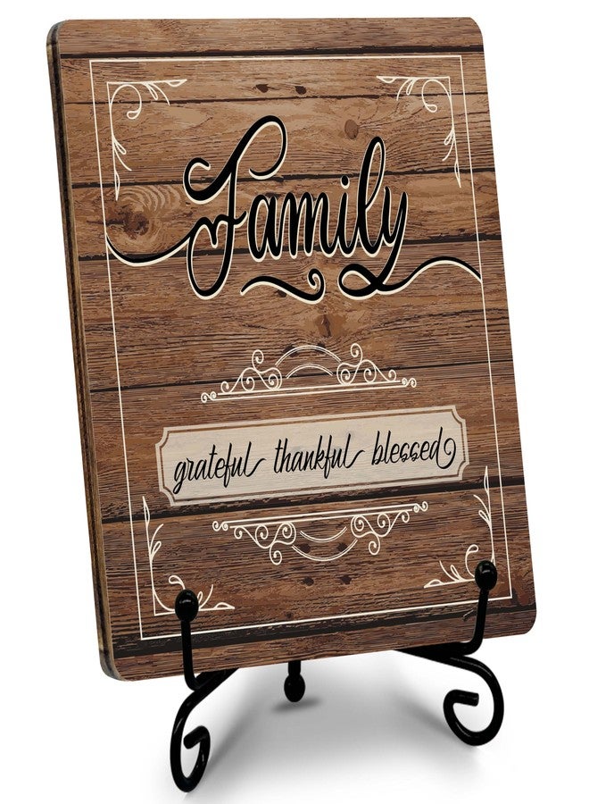 SSQBZU ‘Family, Grateful, Thankful, Blessed’ Wooden Plaque Sign Decor, Thanksgiving Gifts for Family, Home Decoration for Desk, Table, Shelf, Bedside Table, Fireplace Mantelshelf, Windowsill, etc. (022) - Image 1