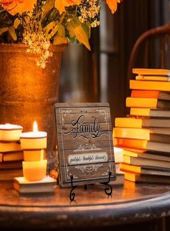 SSQBZU ‘Family, Grateful, Thankful, Blessed’ Wooden Plaque Sign Decor, Thanksgiving Gifts for Family, Home Decoration for Desk, Table, Shelf, Bedside Table, Fireplace Mantelshelf, Windowsill, etc. (022) - Image 5