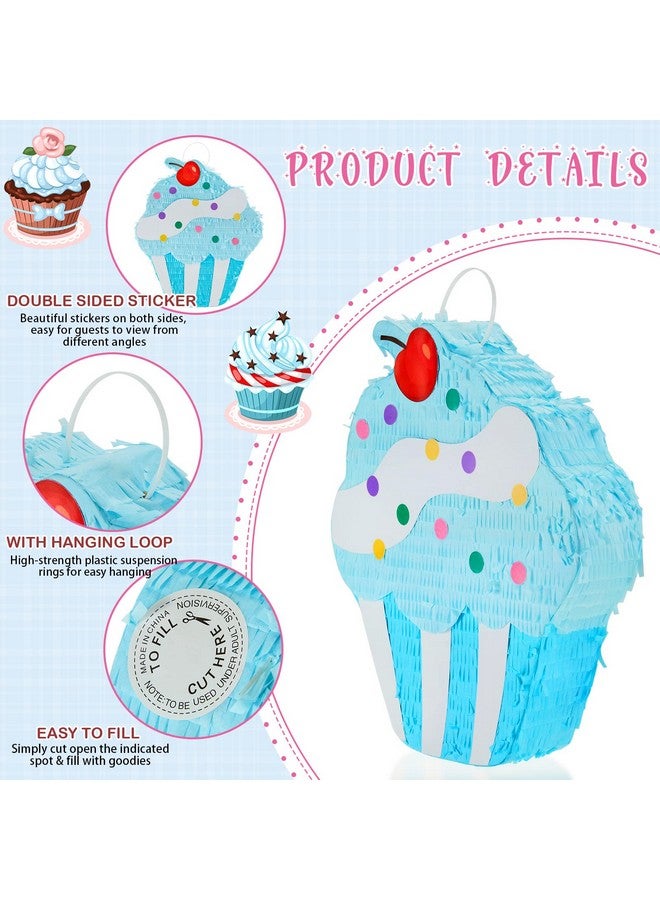 Sosation 15.7 Inch Cupcake Pinata For Birthday Party Supplies With Stick Blindfold And Confetti For Kids Girls Baby Shower Candy Donut Ice Cream Pinata Party Supplies Hawaii Party Decoration Prop (Adorable) - Image 5
