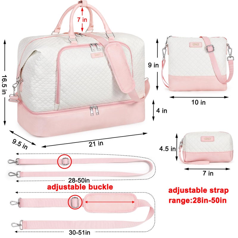 TIBES Travel Weekender Bag for Women, 21" Overnight Bag with Shoe Compartment 50L Large Travel Duffel Bag Carry On Tote for Weekend, Overnight, Business Trips, Water Resistant - Image 5