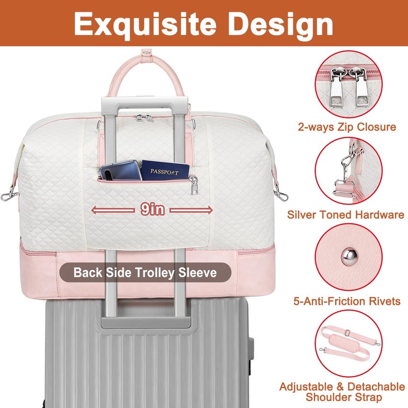 TIBES Travel Weekender Bag for Women, 21" Overnight Bag with Shoe Compartment 50L Large Travel Duffel Bag Carry On Tote for Weekend, Overnight, Business Trips, Water Resistant - Image 3