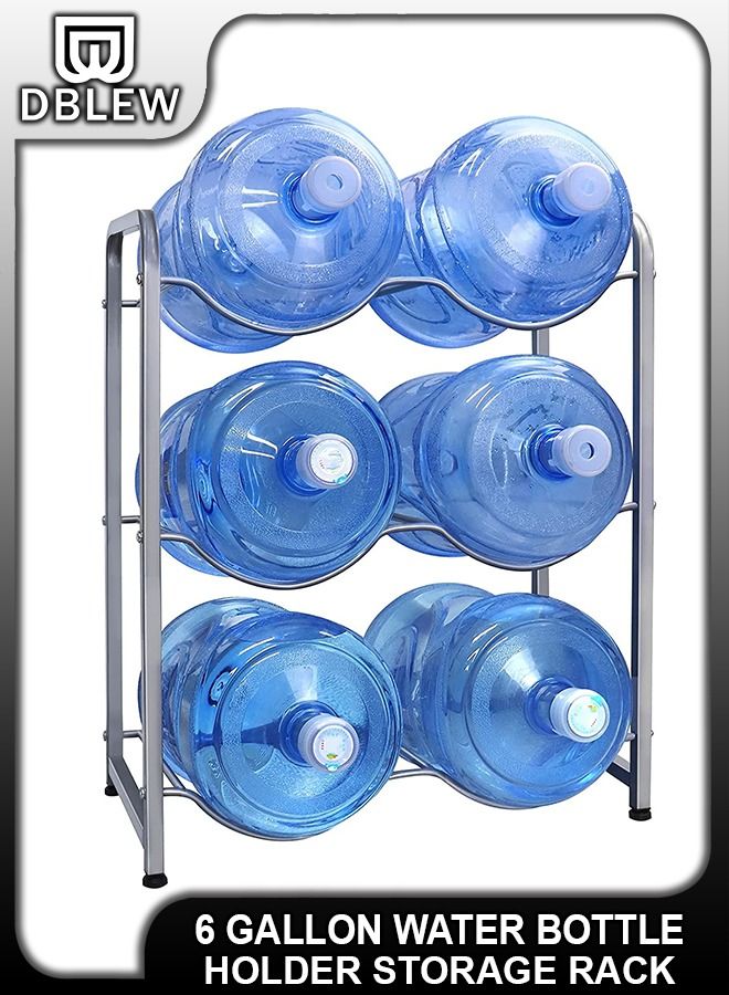 DBLEW 6 Bottles Storage Rack 3 Tier Reinforced Carbon Steel Heavy Duty 5-Gallon Water Cane Jug Holder Cooler Organizer Shelf For Home Kitchen Office Garages Restaurant Gym Stand Shelves - Image 1