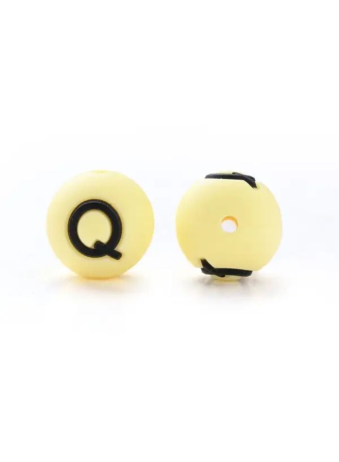 10pcs Bright Yellow 15mm Large White Core Letter Beads For DIY Bracelets Keychains - Image 1