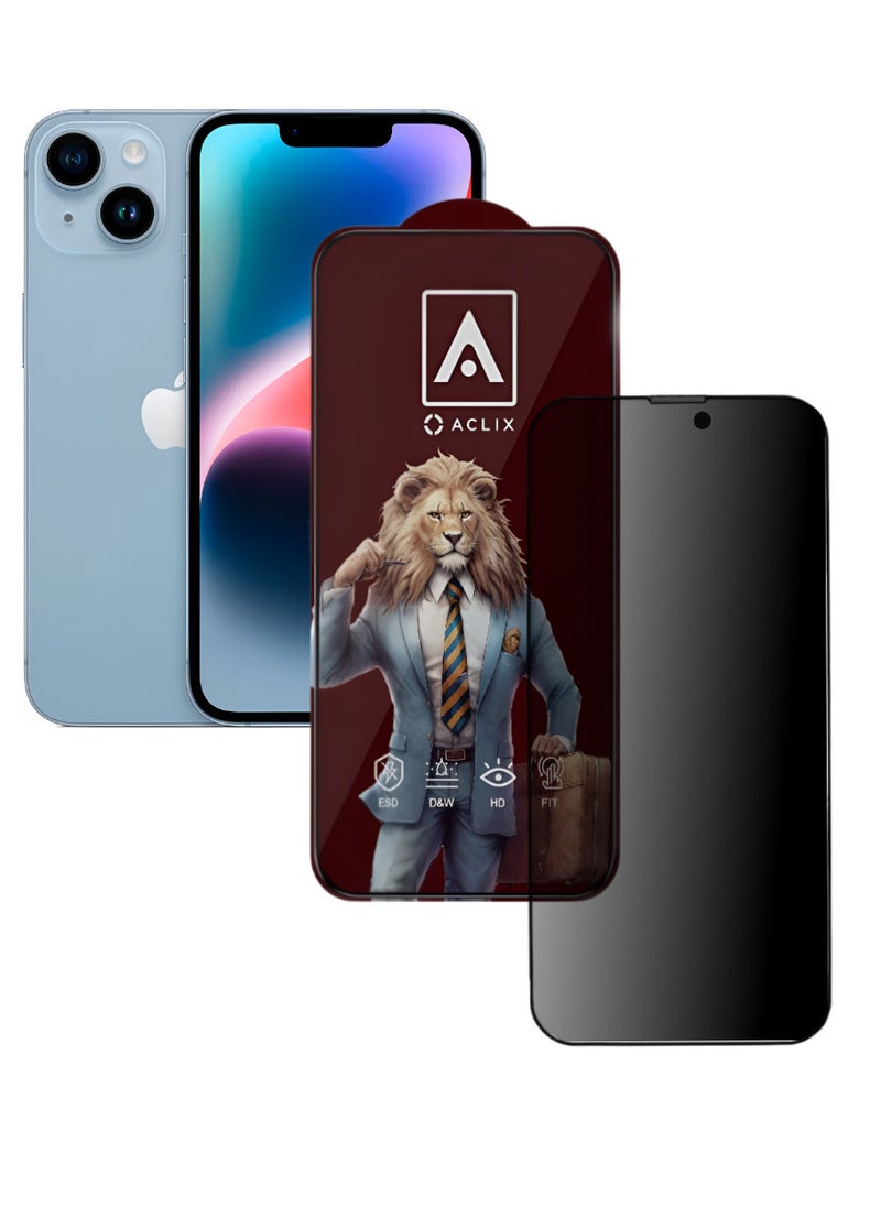 ACLIX Antistatic ESD Dust Proof Premium Quality High Definition Anti-Spy Privacy Tempered Glass Screen Protector Designed For  iPhone 14 - Image 1