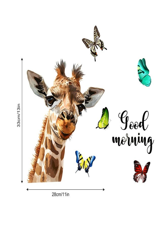 Supzone Cartoon Giraffe Butterfly Window Decals - Realistic Good Morning Giraffe Reusable Anti-Collision Double-Side Window Sticker for Living Room Bedroom Glass Door Decoration - Image 5
