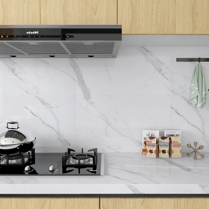 HOLOMEY Marble Contact Paper for Countertops Cabinets Waterproof 31x157 inch Glossy Marble Peel and Stick Wallpaper Self-Adhesive Counter Top Vinyl Wrap Removable Marble Wallpaper for Kitchen Bathroom - Image 2