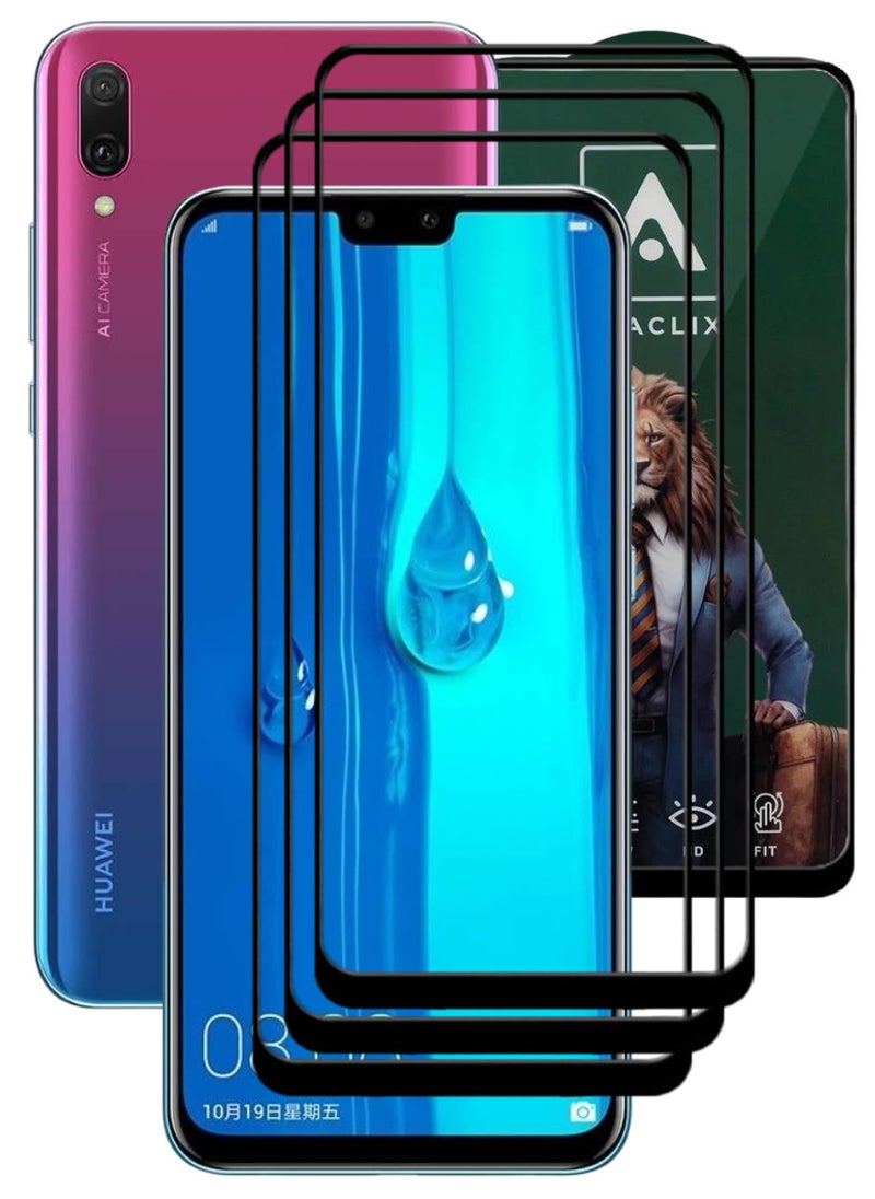 ACLIX 3 Pieces Antistatic ESD Dustproof Premium Quality High Definition Tempered Glass Screen Protector Designed For Huawei Y9 (2019) - Image 1
