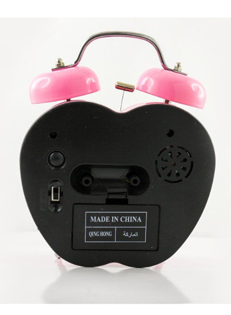 ساعة منبه من البورسلين الوردي الساحر، ديكور لطيف للمكتب أو غرفة النوم، هدية فريدة من نوعها، تصميم مبدع على شكل قلب باللون الوردي وخلفية بيضاء كلاسيكية تناسب الجميع - Image 3