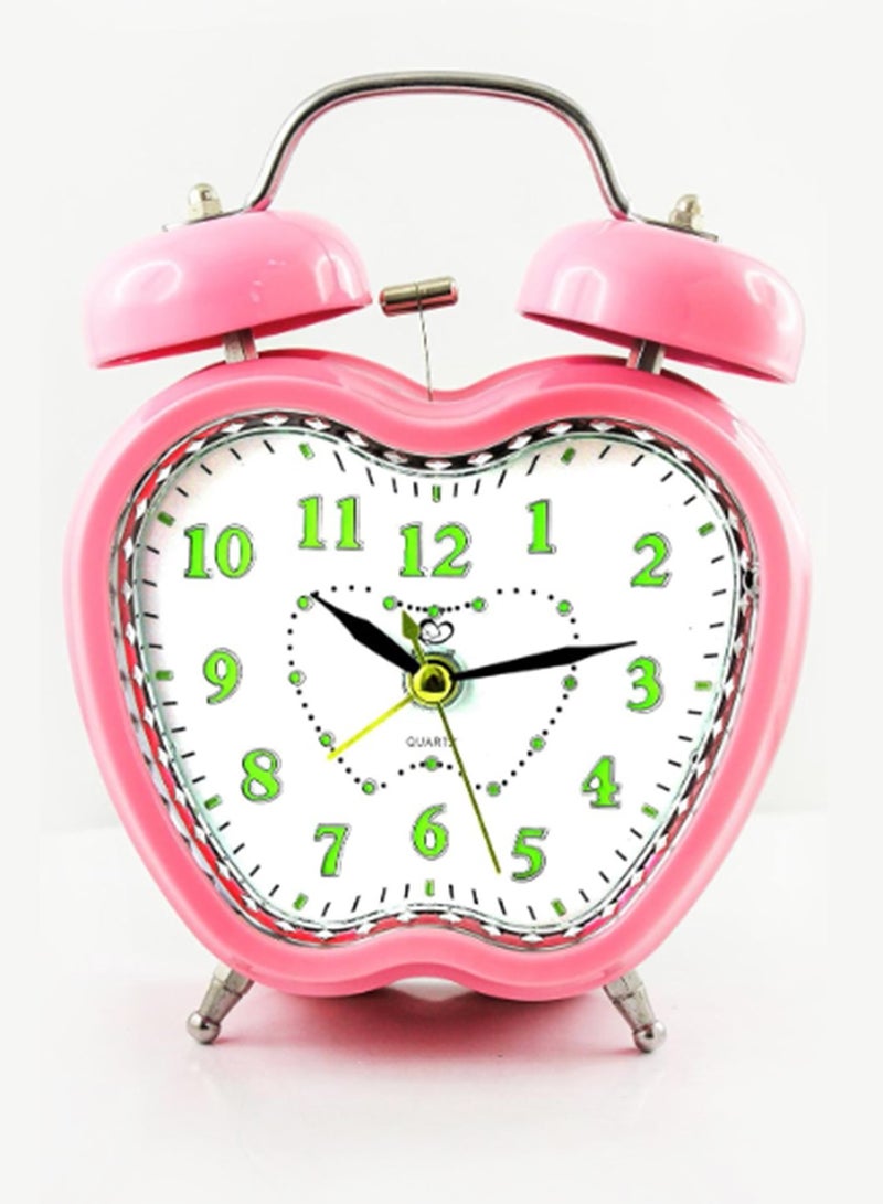 ساعة منبه من البورسلين الوردي الساحر، ديكور لطيف للمكتب أو غرفة النوم، هدية فريدة من نوعها، تصميم مبدع على شكل قلب باللون الوردي وخلفية بيضاء كلاسيكية تناسب الجميع - Image 1