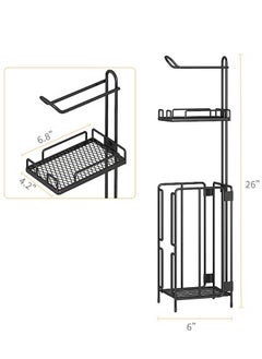Generic Toilet Paper Holder Stand Tissue Paper Roll Dispenser With Shelf Reserve Mega Rolls Bathroom Freestanding Toilet Tissue Storage Bathroom Storage Organizer Metal Toilet Roll Holder Paper Towel Stand With Shelf And Reserve  - Image 2