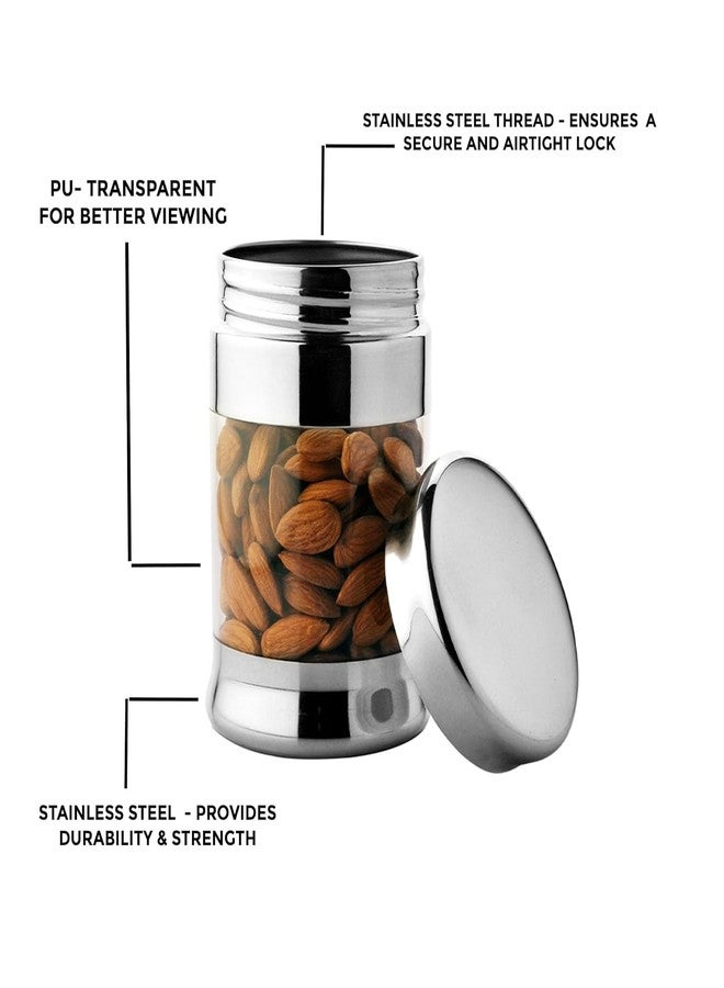 JVL Stainless Steel Classic Canister Set of 4, Airtight, Rust resistant Durable Food-Grade Kitchen Storage Containers for Spices, Pulses, Snacks & More (1100 ML) - Image 5