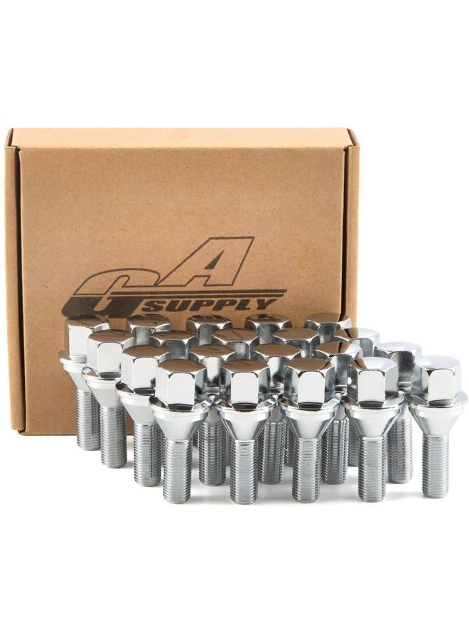 GAsupply 12X1.25 OEM Lug Bolts, Fit for 2015-2022 Jeep Renegade, 2018-2022 Compass, 2014-2022 Cherokee, 20pcs 28mm Shank One-Piece Factory Style Chrome Wheel Lug Bolt, 19mm Hex Stock Stud, Cone Seat - Image 1