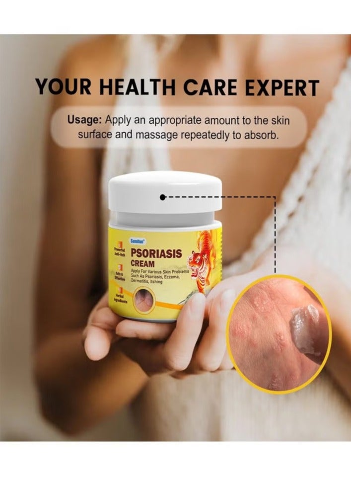 Sumifun Psoriasis Cream,Natural Chinese Herbal Eczema Psoriasis Creams Dermatitis and Eczema Pruritus Psoriasis Ointment，Psoriasis Creams - Psoriasis Treatment, Antibacterial Cream,for Body Itching 20g - Image 2