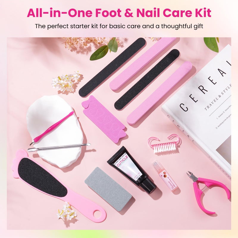 Rosiour Cuticle Remover Kit: 13Pcs Manicure Pedicure Kit with Cuticle Remover Cream & Oil, Cuticle Trimmer, Cuticle Pusher, Foot File, Nail File and Buffer Set, Perfect for Womenâ€™s Home & Salon Nail Care Prep - Image 4