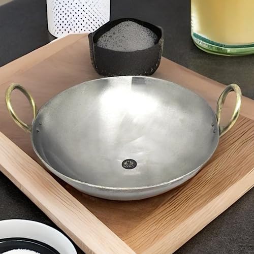NYRA® Pure Original Loha Kadhai/Iron Traditional Deep Bottom Wok for Cooking Heavy Base Handmade Lokhand/Heavy Bottom/Lokhandi Kitchen with Golden Handle (Extra Large - 4 LTR) - Image 5