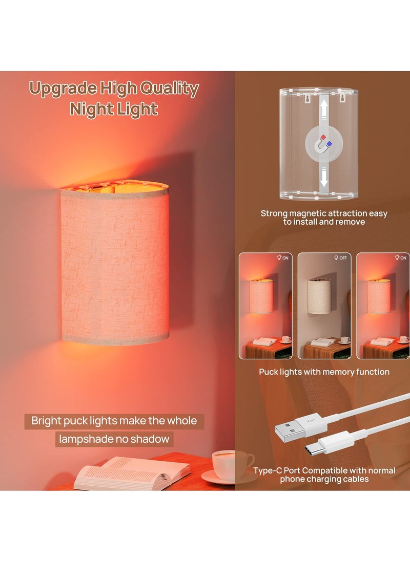 SYOSI SYOSI, Rechargeable Wall Sconce, RGB Colors Dimmable with Fabric Linen Shade, Wall Sconce Lighting for Bedroom Living Room Hallway  - Image 4