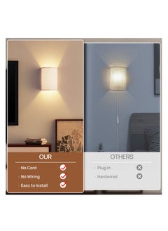 SYOSI SYOSI, Rechargeable Wall Sconce, RGB Colors Dimmable with Fabric Linen Shade, Wall Sconce Lighting for Bedroom Living Room Hallway  - Image 5