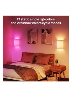 SYOSI SYOSI, Rechargeable Wall Sconce, RGB Colors Dimmable with Fabric Linen Shade, Wall Sconce Lighting for Bedroom Living Room Hallway  - Image 2