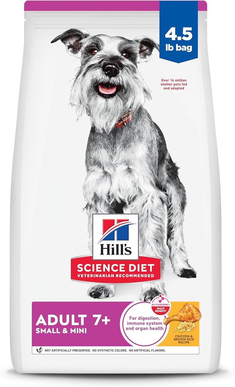 Hills Science Diet Small  Mini Senior Adult 7 Small  Mini Breeds Senior Premium Nutrition Dry Dog Food Chicken Brown Rice  Barley 45 lb Bag - Image 1