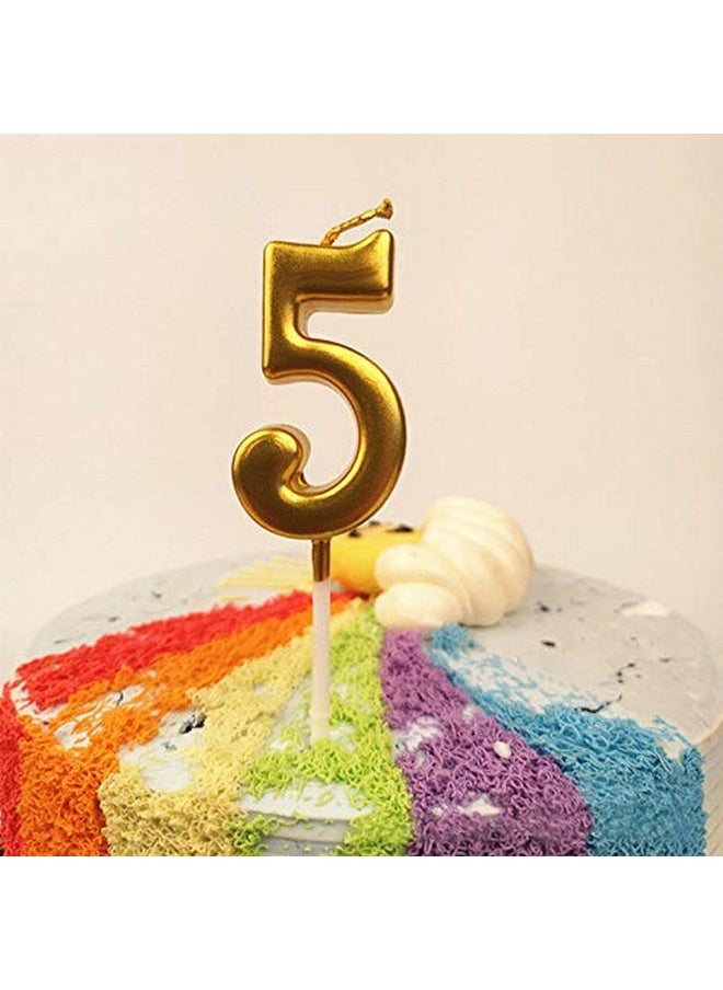 Funcart Funcart Golden Color Numerical Number Five Cake Topper Candle  - Image 1