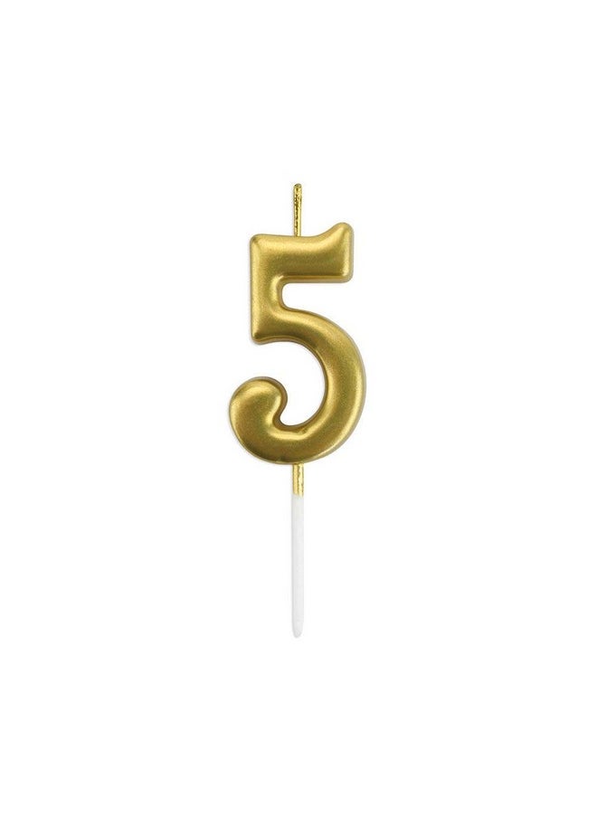Funcart Funcart Golden Color Numerical Number Five Cake Topper Candle  - Image 2
