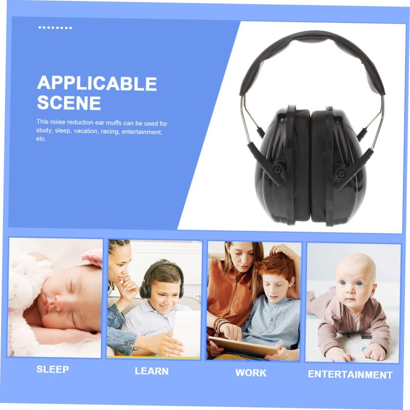 Black Noise Canceling Ear Muffs Headphones Safety Ear Protection Sound Reducing Earmuffs - Image 5