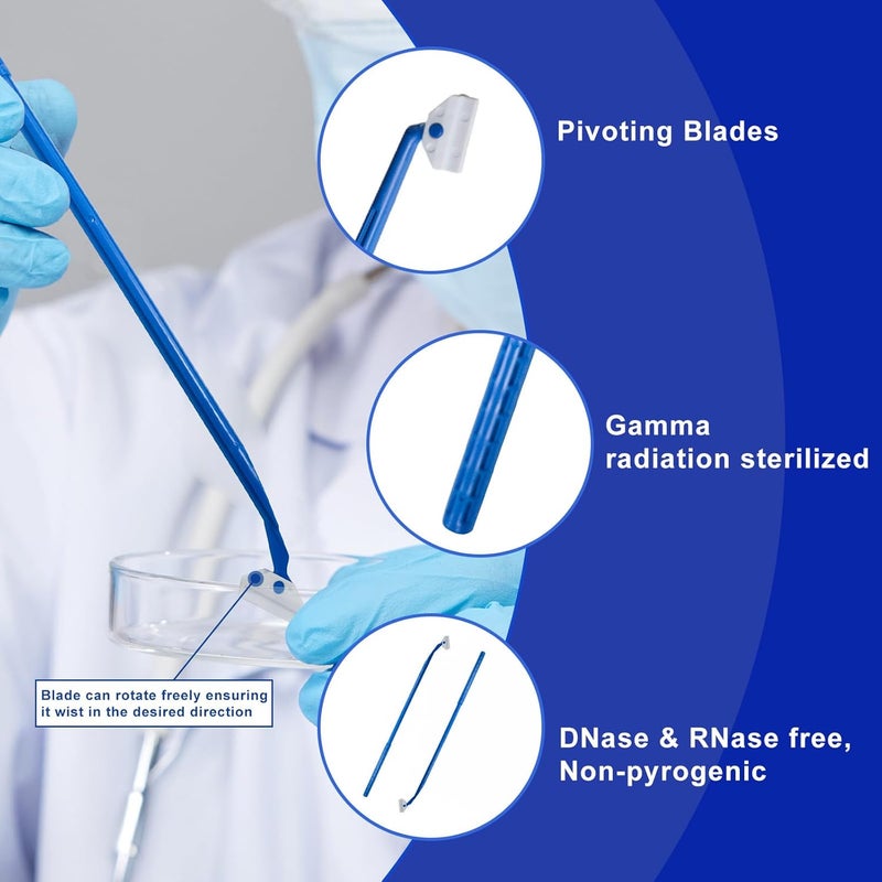 CryoKing Store بيولوجيكس 200 قطعة مكشطة ثقافة الخلايا، مقبض مكشطة خلايا متعدد الوضعيات 24 سم، معقم، معبأ بشكل فردي، بولي إيثيلين، غير مسبب للحمى - Image 3