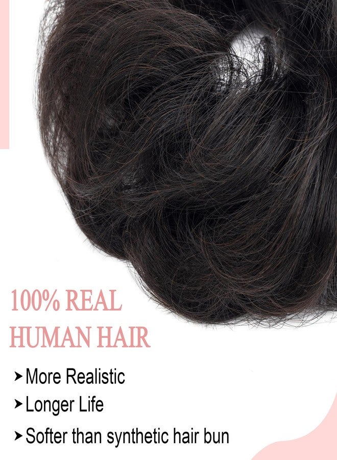 سيجو وصلات شعر سيجو الطبيعية على شكل كعكة فوضوية، ربطات شعر حقيقية، مموجة، مجعدة، فوضوية، مرفوعة، على شكل كعكة دوناتون، ذيل حصان للنساء والفتيات - #01B أسود طبيعي - Image 2