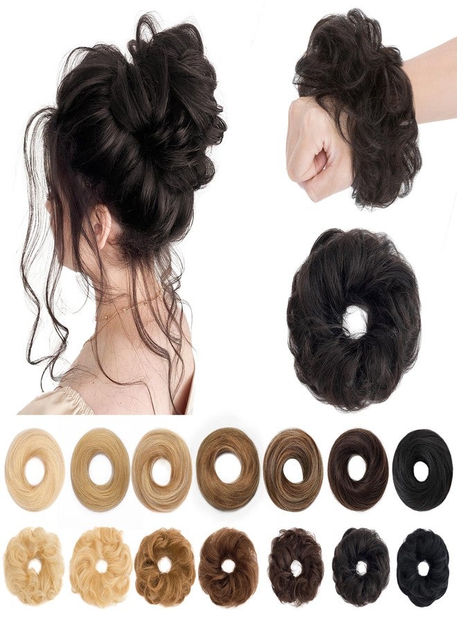 سيجو وصلات شعر سيجو الطبيعية على شكل كعكة فوضوية، ربطات شعر حقيقية، مموجة، مجعدة، فوضوية، مرفوعة، على شكل كعكة دوناتون، ذيل حصان للنساء والفتيات - #01B أسود طبيعي - Image 1