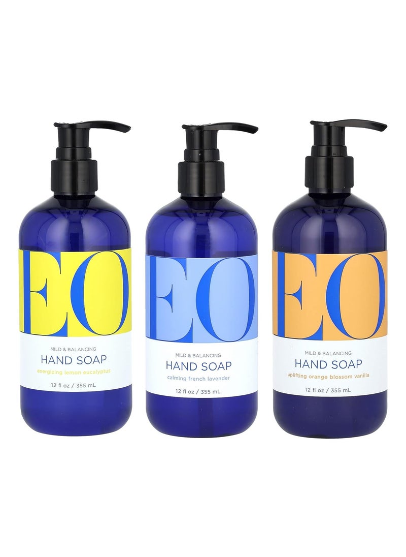 EO EO Handwashing Revolution Epic Trio Calming Lavender Zesty Lemon  Eucalyptus  Sunshiney Orange Blossom Vanilla 12 fl oz each 