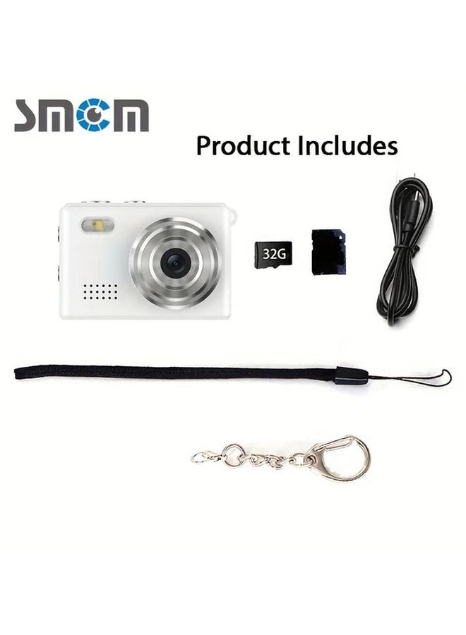 White Digital Camera 1080P 12MP With 32GB Memory Card For Photos And Videos - Image 1