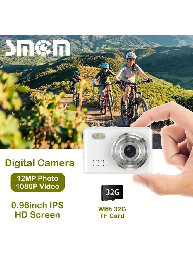 White Digital Camera 1080P 12MP With 32GB Memory Card For Photos And Videos - Image 3