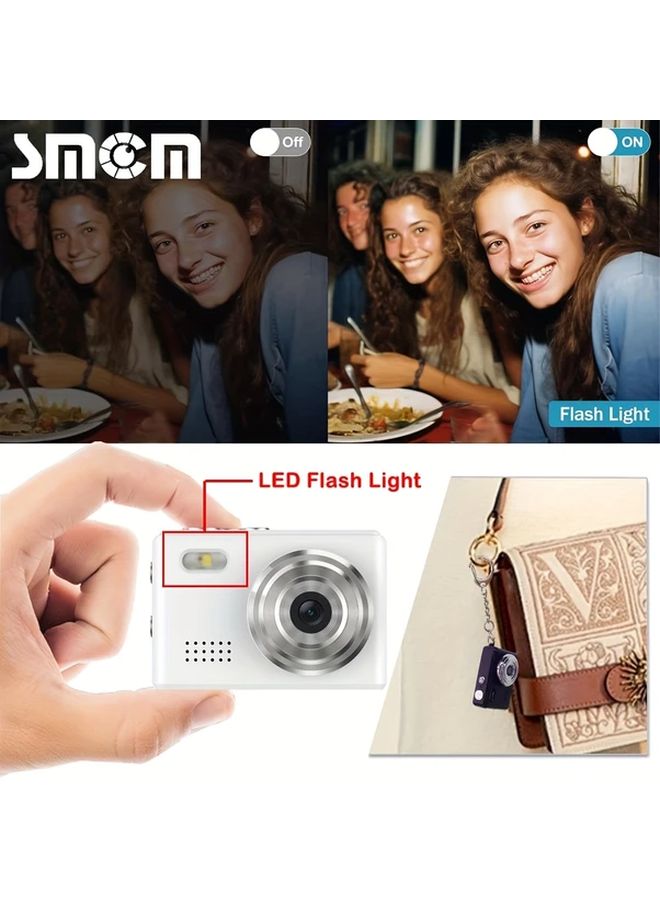 White Digital Camera 1080P 12MP With 32GB Memory Card For Photos And Videos - Image 5