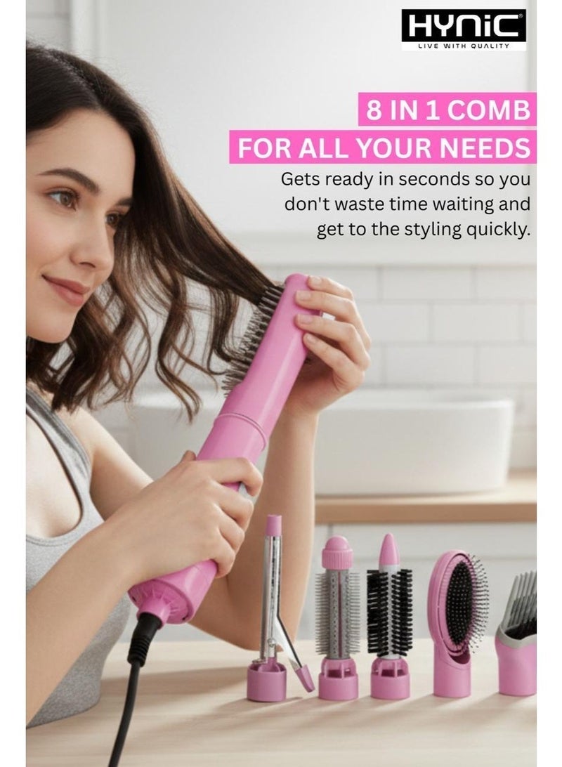 Hynic Hair Styler 8 in 1 | Curler & Straightener Combo | Hair Dryer, Styling Brush & Volumizer | Home Salon Hair Styling Tool | Constant Temperature & Anion Technology | 3 Year Warranty - Image 2
