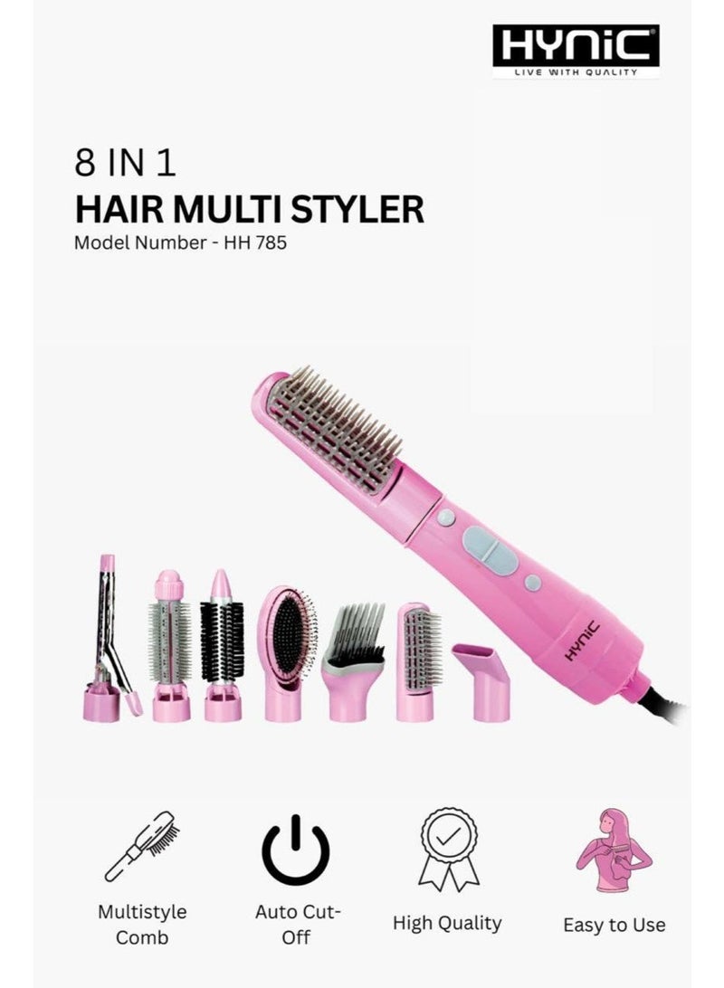هاينك مصفف الشعر 8 في 1 | مزيج من الكرلر وفرد الجنس | مجفف شعر، فرشاة تصفيف وأداة تجميل | أداة تصفيف الشعر في صالون المنزل | درجة الحرارة الثابتة وتقنية الأنيون - Image 1