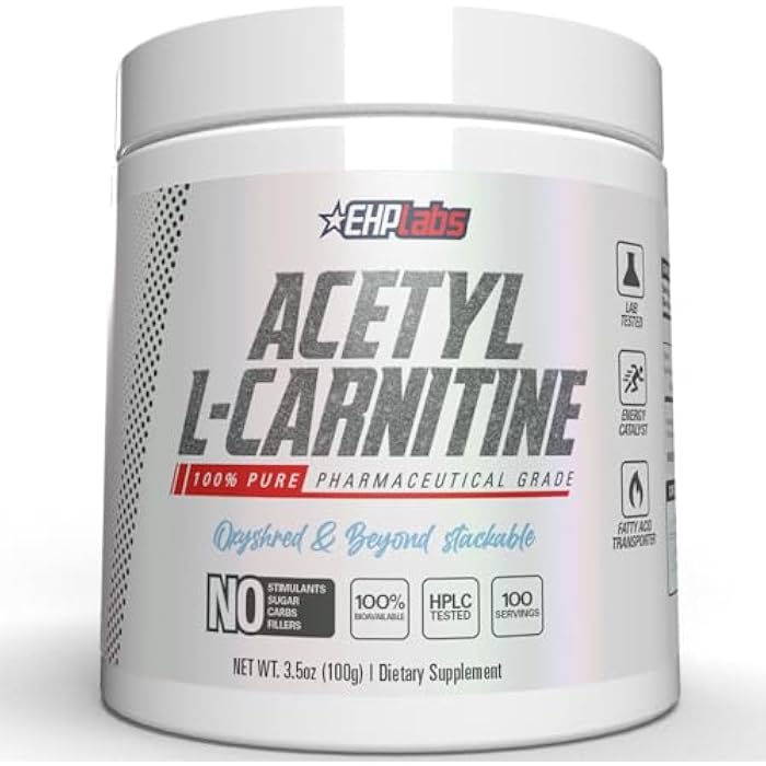 EHP Labs Acetyl L Carnitine Powder - Supports Natural Energy Production, Assists in Healthy Brain Function, Supports Heart Health, Vegan, Gluten Free, Non GMO - 100 Servings - Image 1