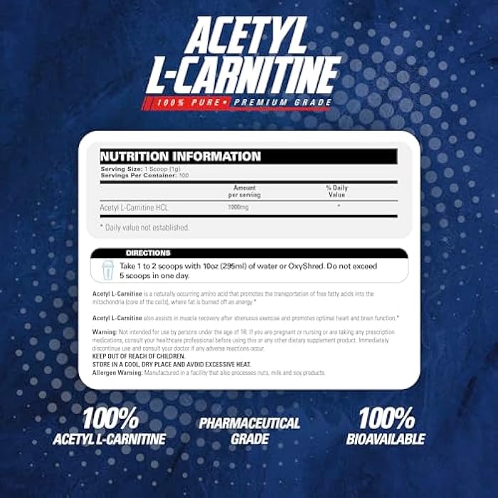 EHP Labs Acetyl L Carnitine Powder - Supports Natural Energy Production, Assists in Healthy Brain Function, Supports Heart Health, Vegan, Gluten Free, Non GMO - 100 Servings - Image 2