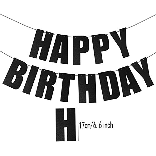 MEETINGU Black Happy Birthday Banner for Birthday Party Decorations Supplies - Image 2