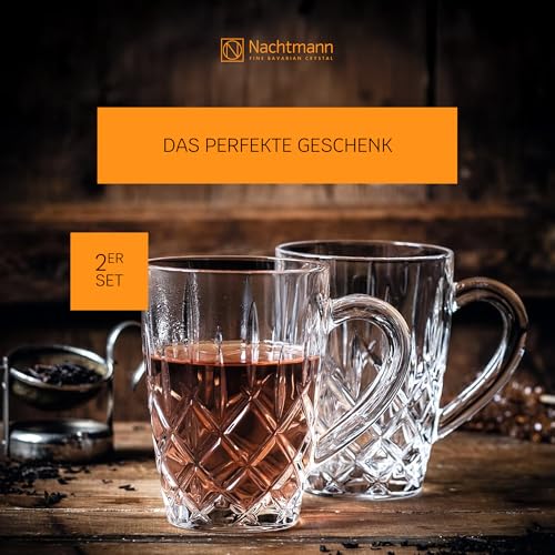 Nachtmann Noblesse 11.7oz Hot Beverage Glasses (Set of 2) - 4.5" Crystal Coffee Mugs for Tea, Cocoa - Diamond-Cut Drinkware Set - Dishwasher Safe, Durable & Stylish - Vintage Glass Collection - Image 4