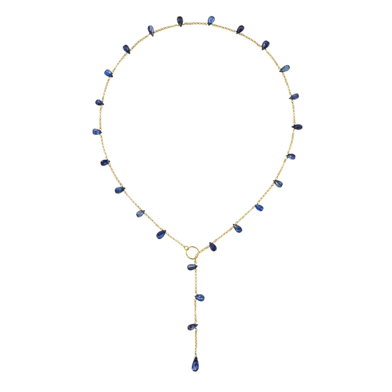 جواندلينا Gold Plated Necklace with Briolet Drops of Chianite
